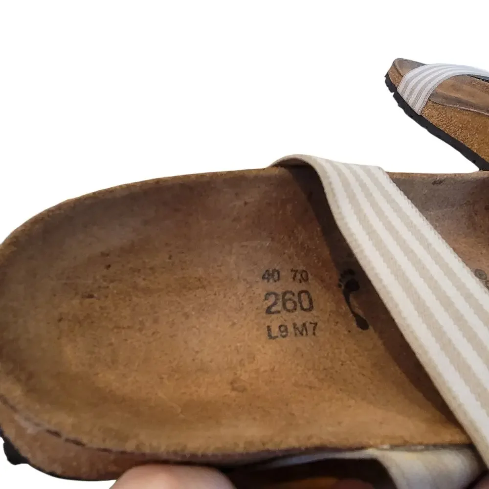 Birkenstock Birkies Womens Curacao Stripe Stretch Straps Sandal Slides 40